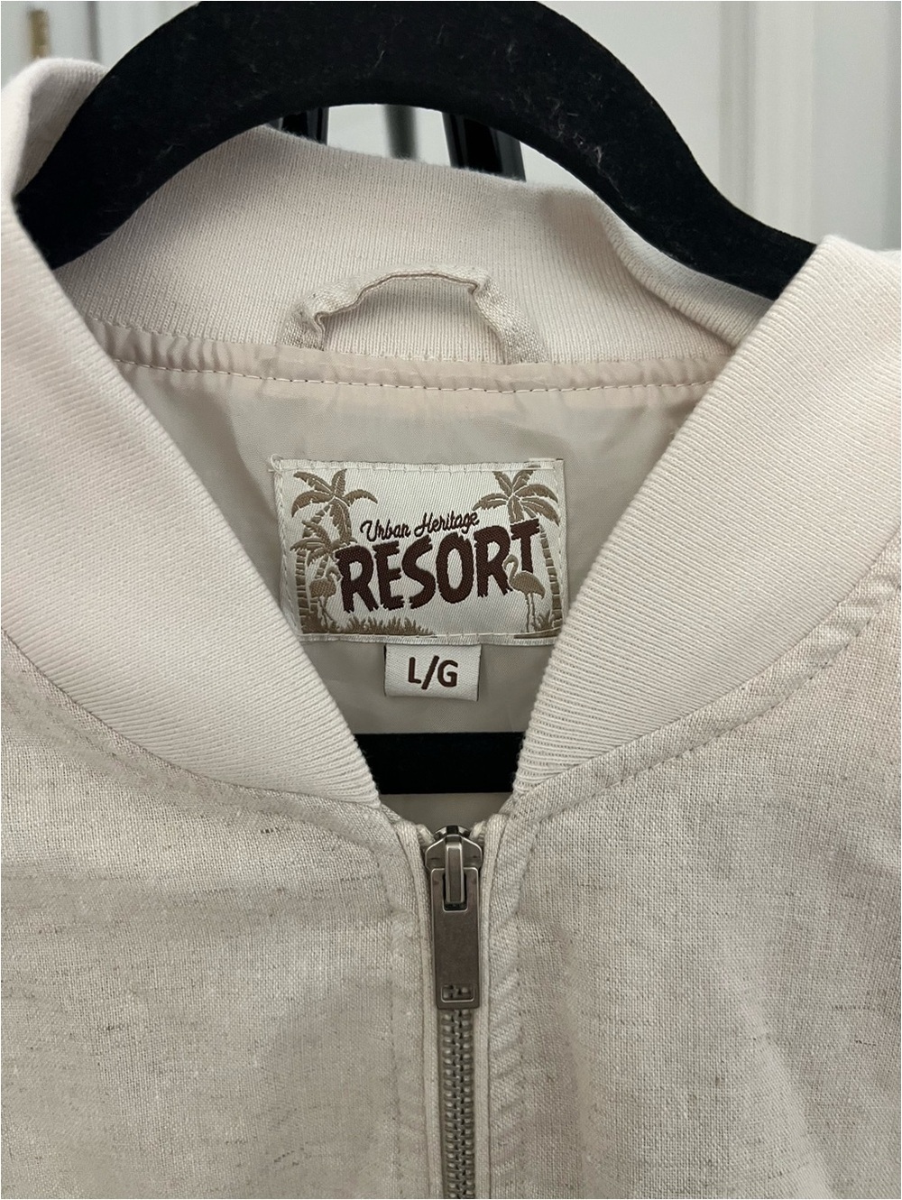 Urban Heritage Resort Linen Bomber Jacket Women’s Large Beige Zip Up - Picture 4 of 6